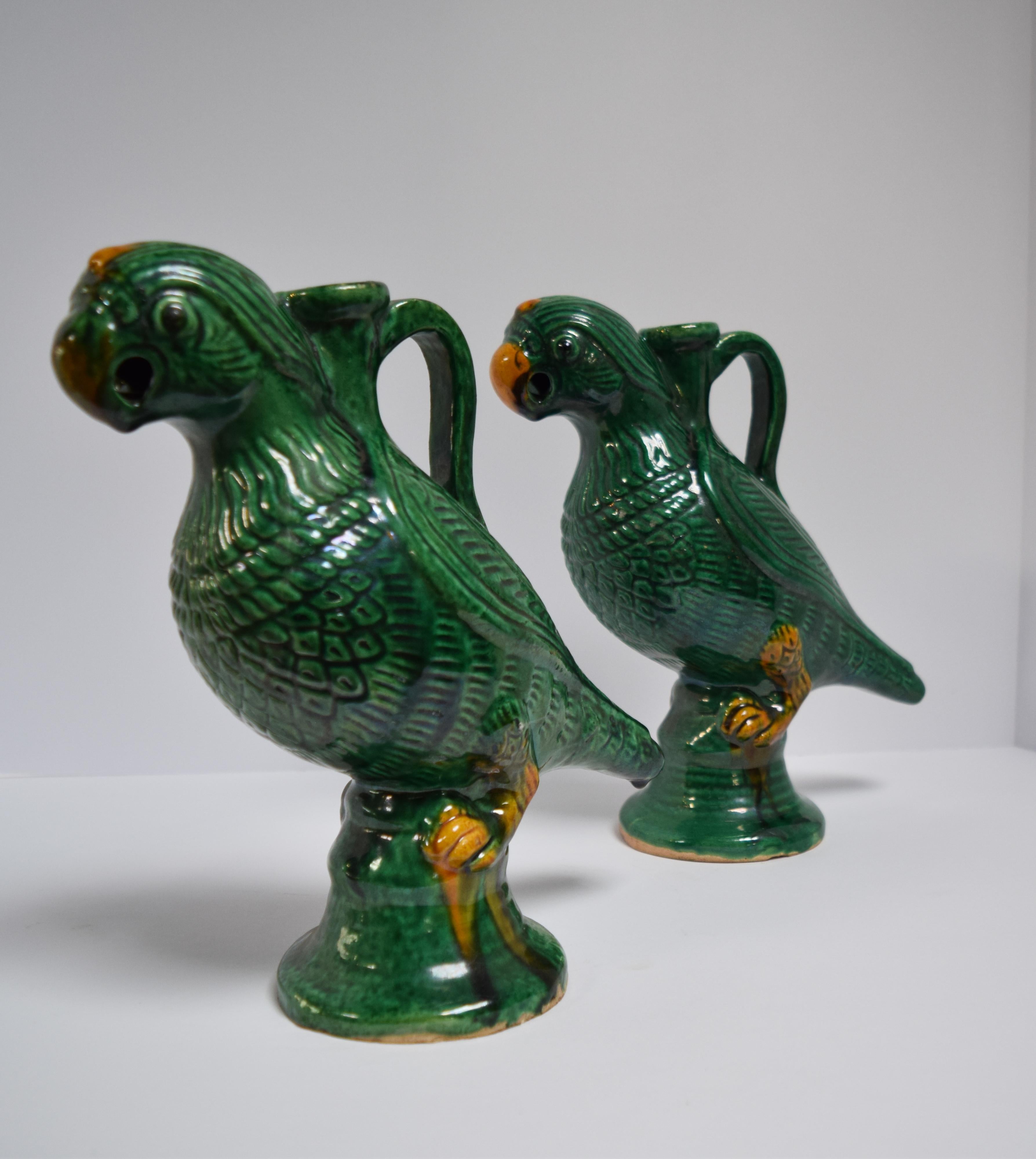 20th Century Vintage Chinese Parrot Candle Holder