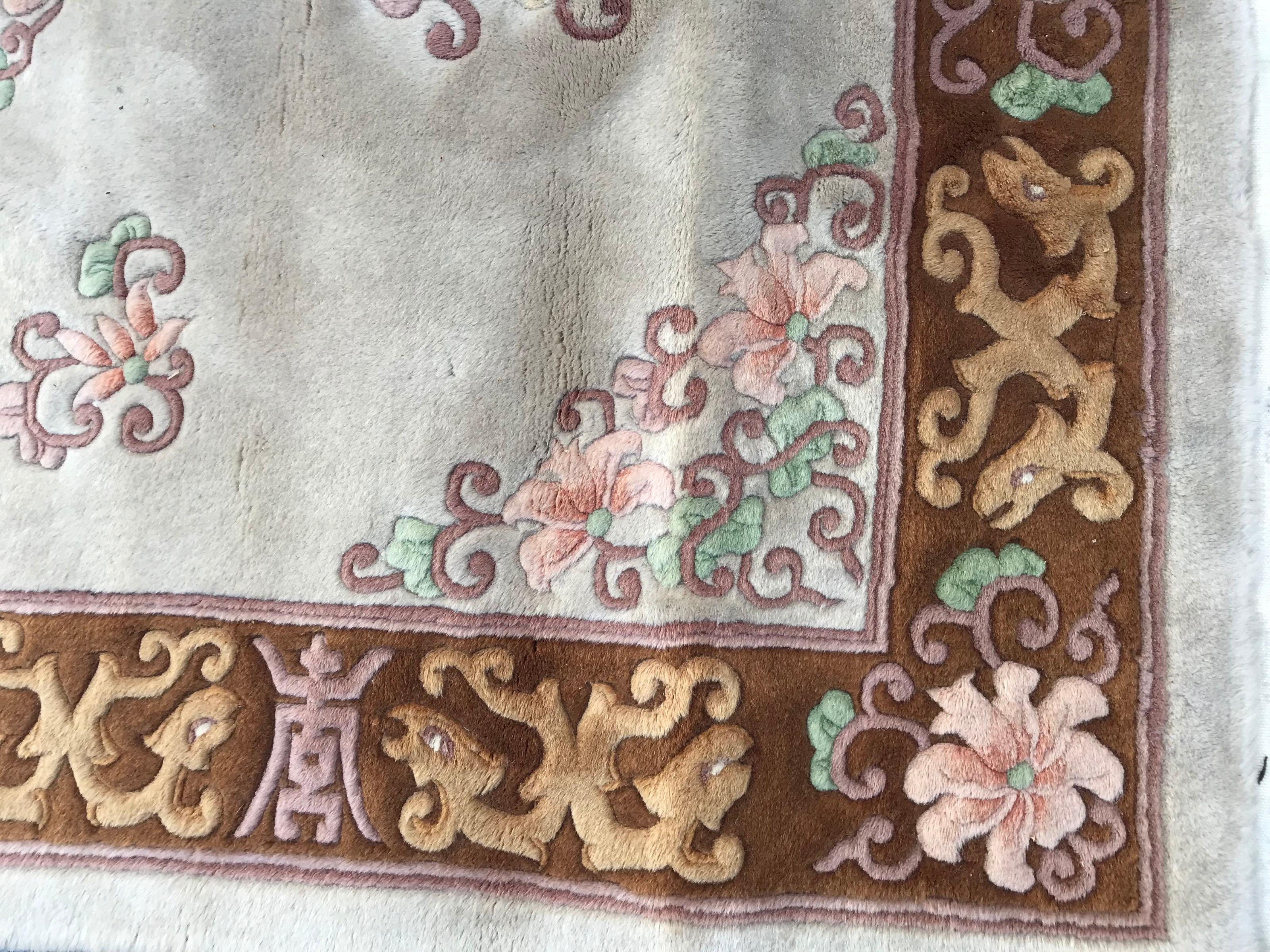Chinoiserie Vintage Chinese Pekin Rug For Sale
