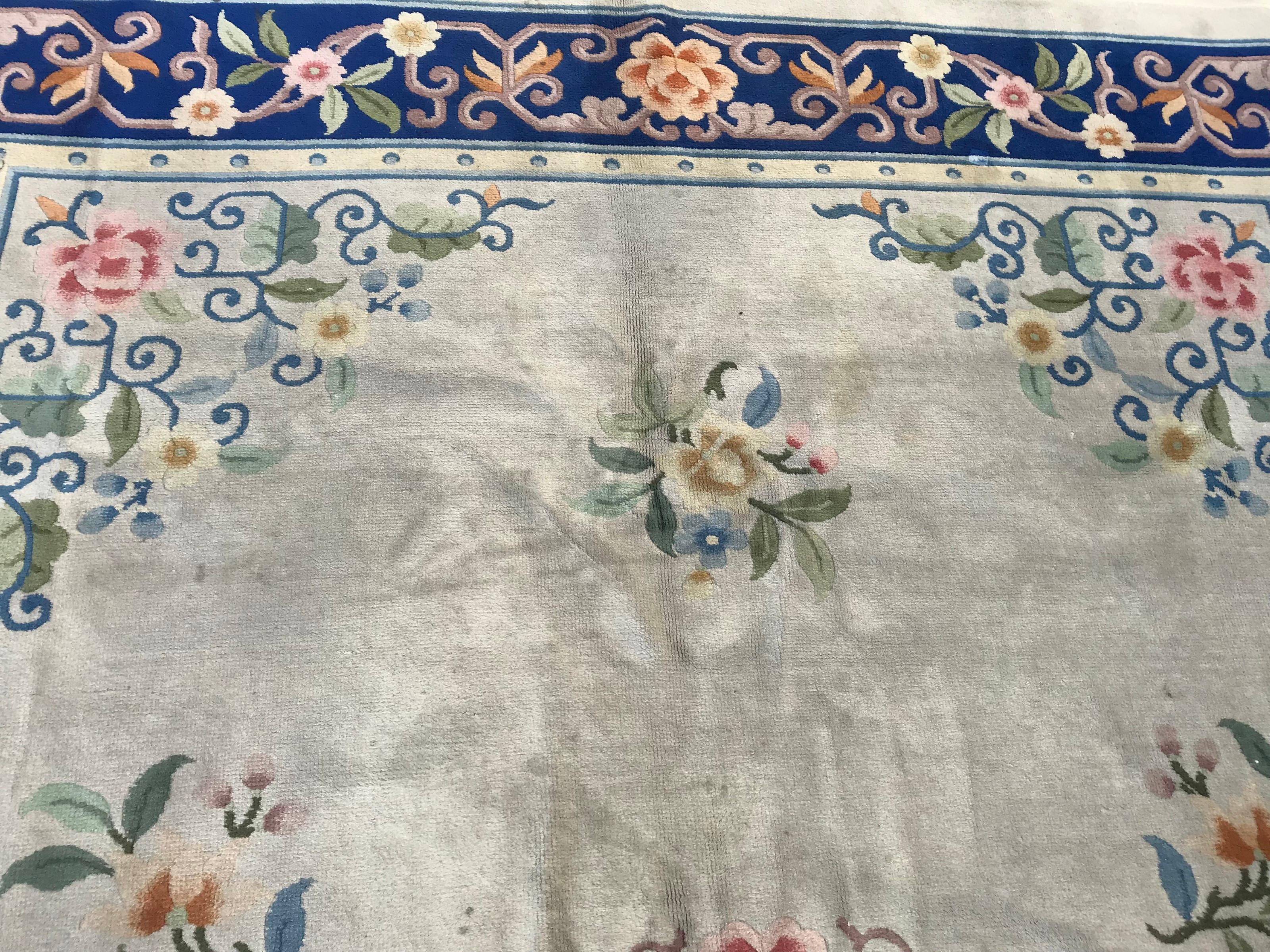 Chinoiserie Vintage Chinese Pekin Rug For Sale