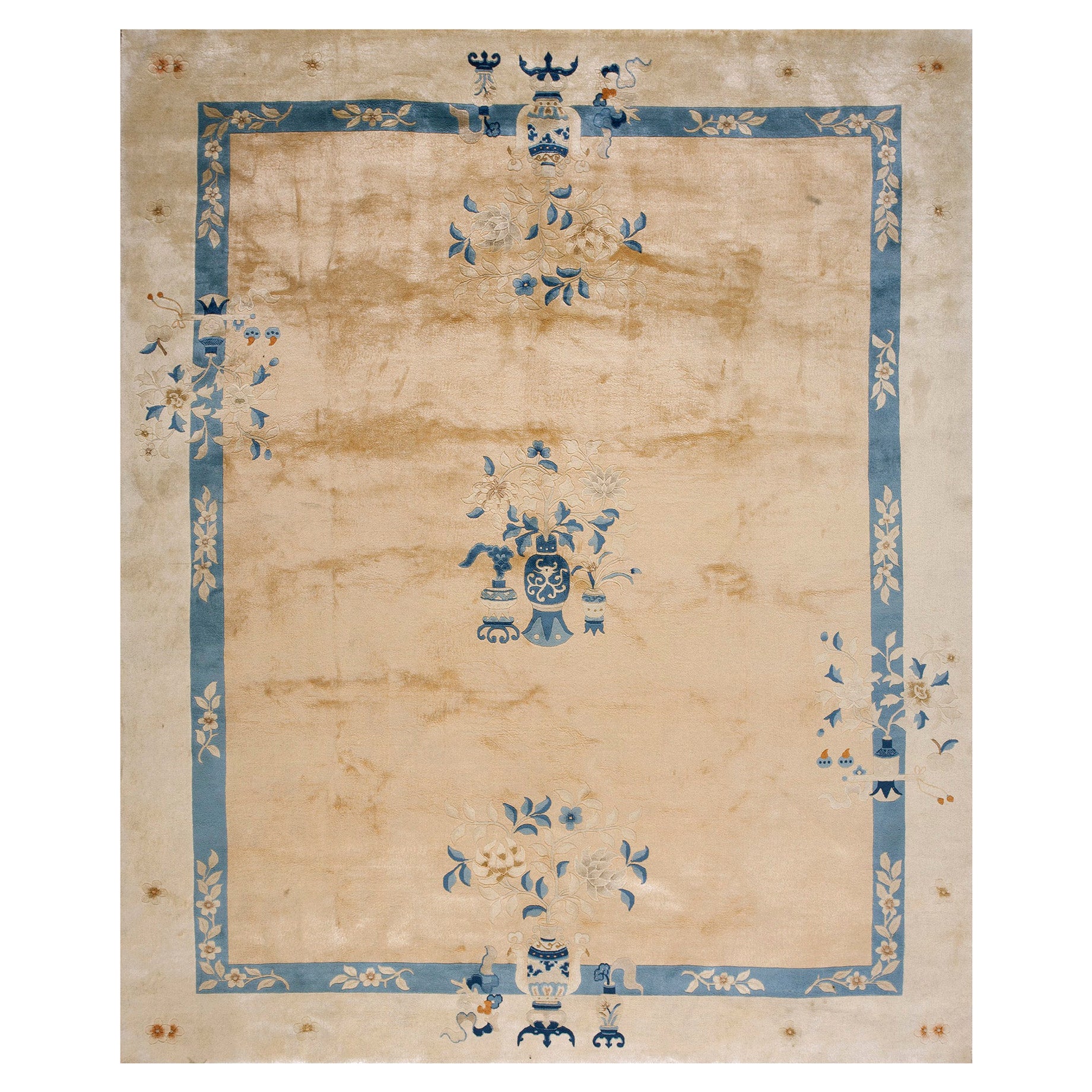 Vintage Chinese Peking Carpet From 1980s ( 8' '' x 9' 8'' - 243 x 294 cm ) For Sale