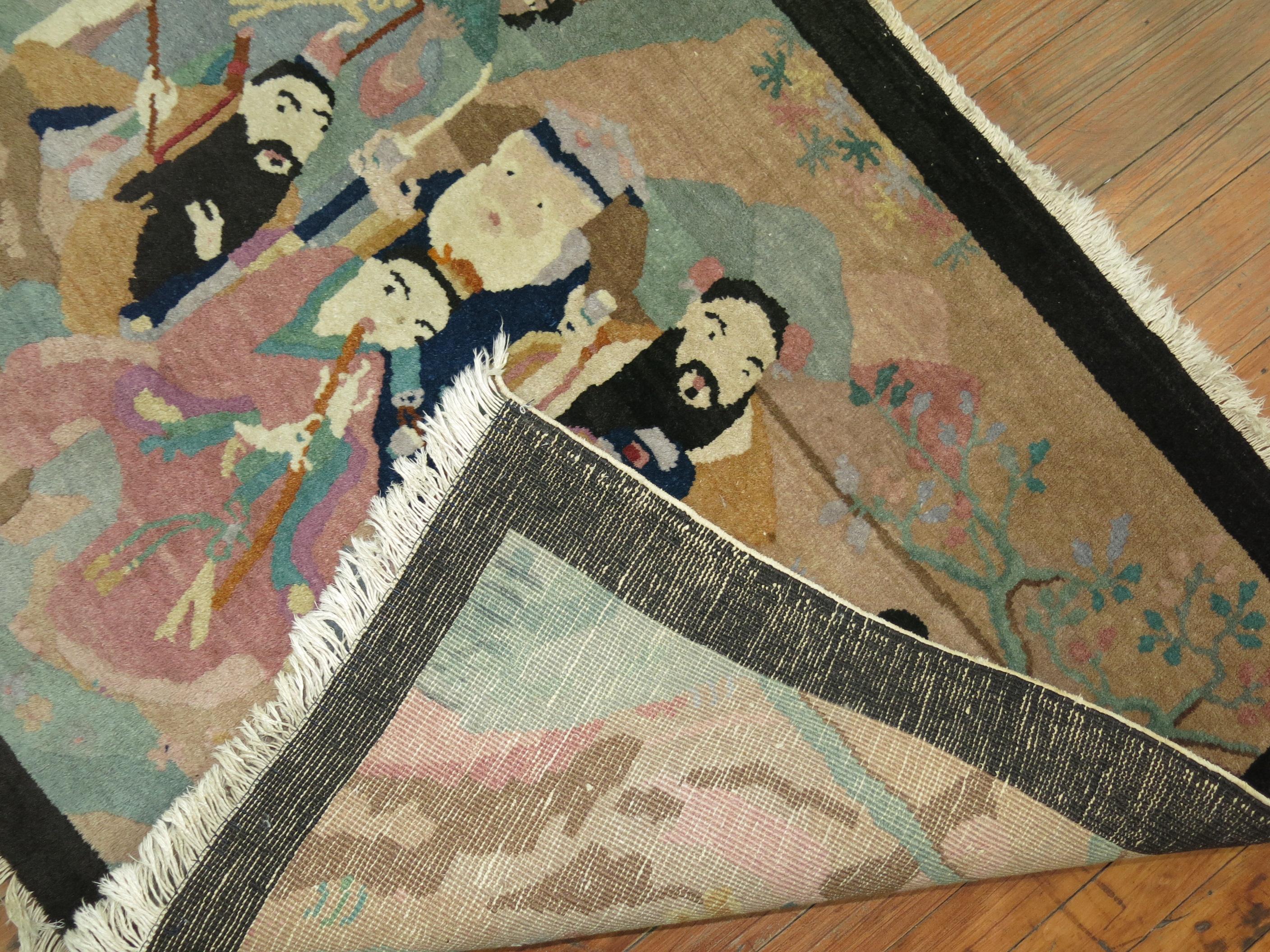 A one of a kind mid-20th century Chinese Pictorial Rug.