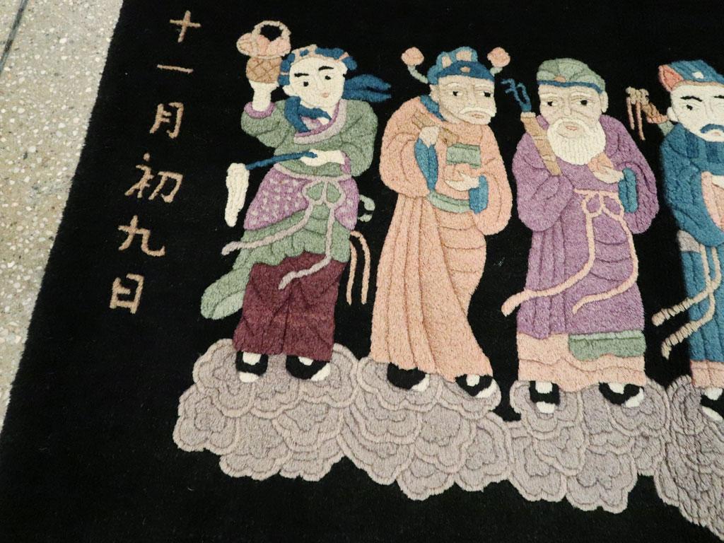 Wool Vintage Chinese Peking Pictorial Rug