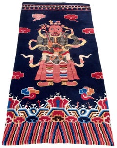 Alfombra china pekinesa vintage 2,43 m x 1,27 m