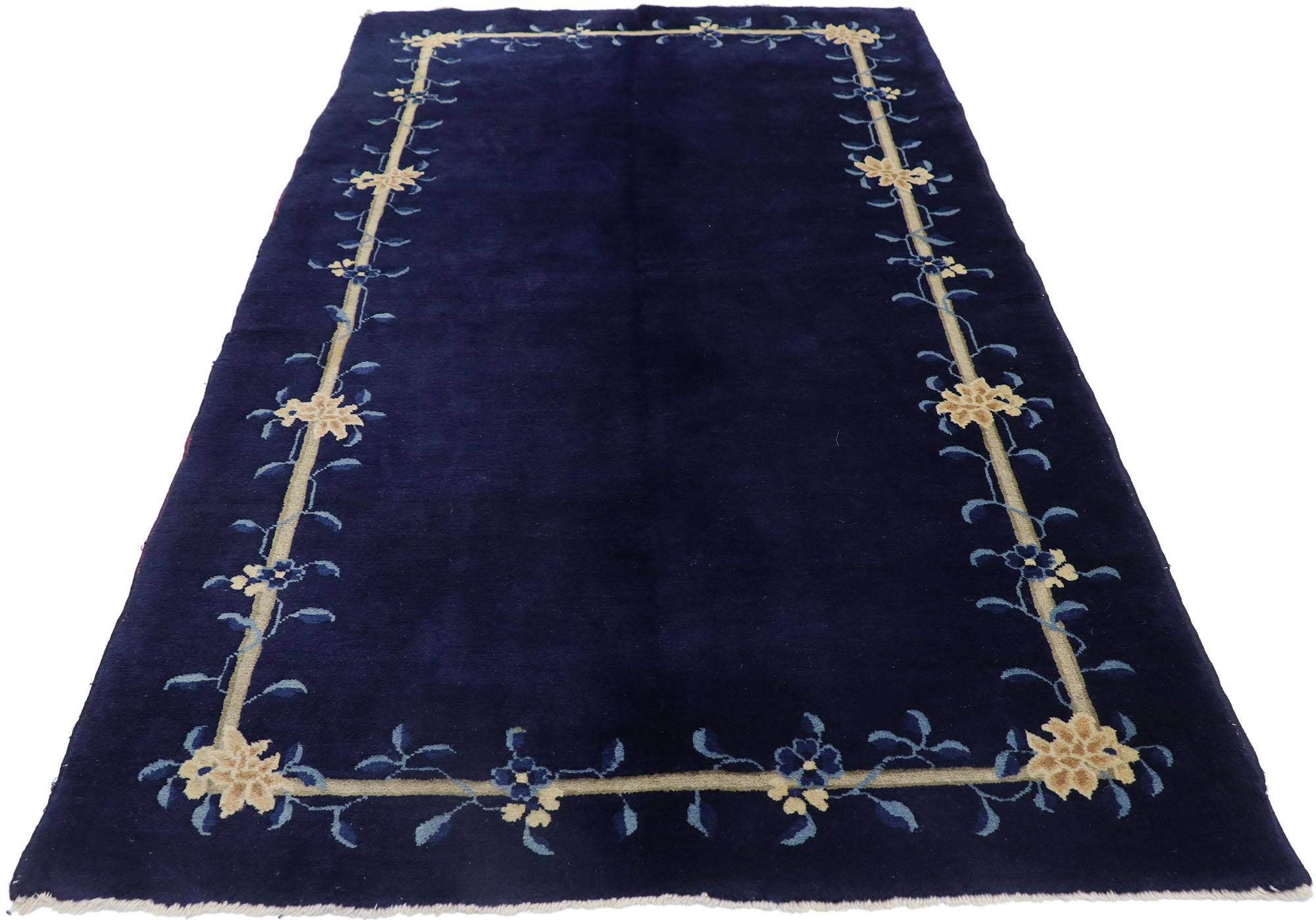 Hand-Knotted Vintage Chinese Peking Rug with Chinoiserie Style For Sale