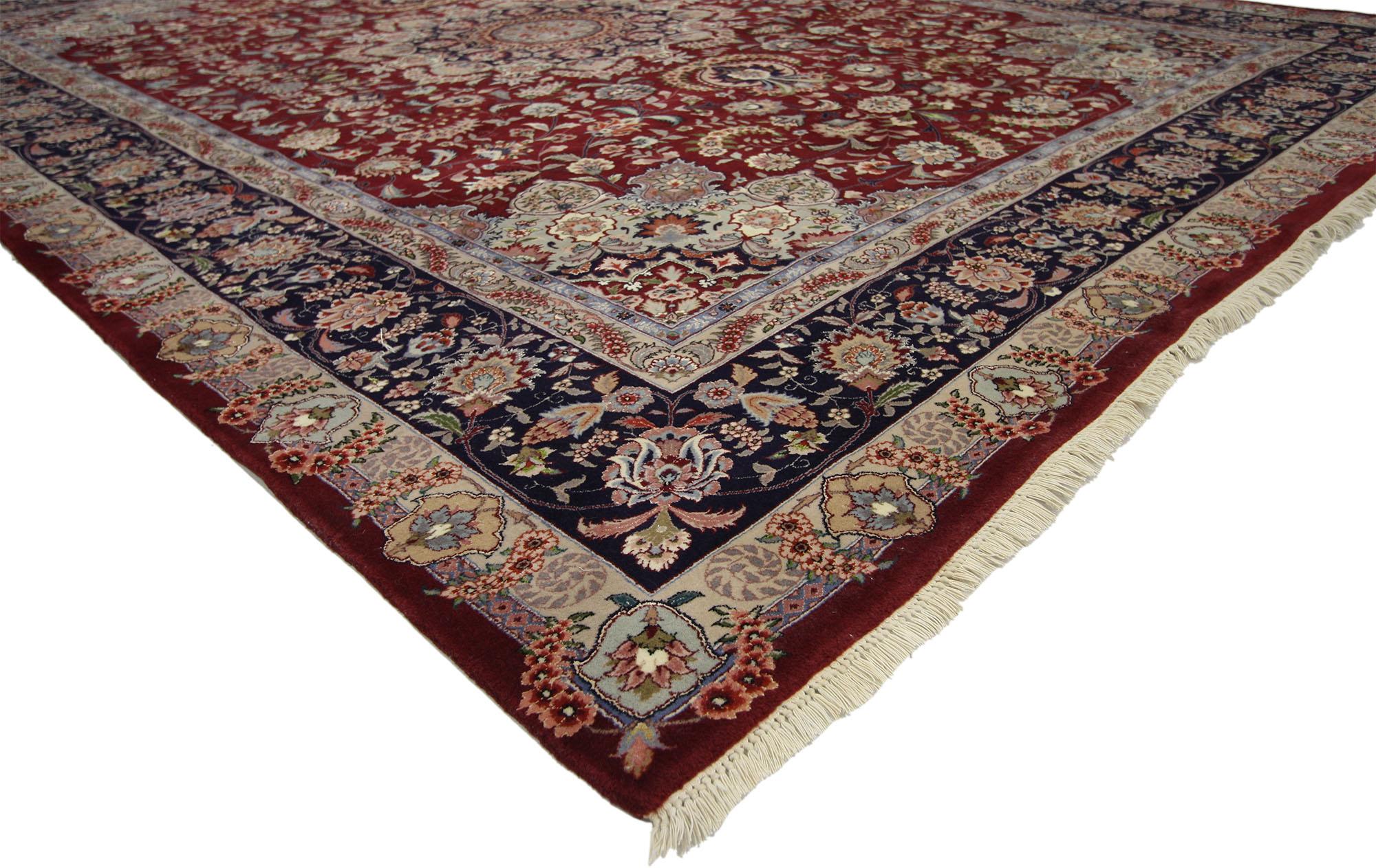Kashan Tappeto vintage in stile persiano con stile Arabesque Baroque Regency in vendita