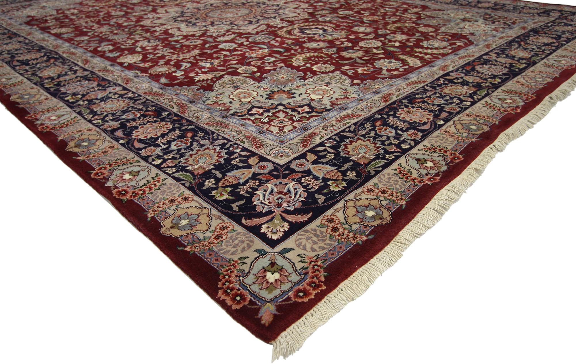 Kashan Tapis vintage de style persan avec arabesque baroque de style Regency en vente