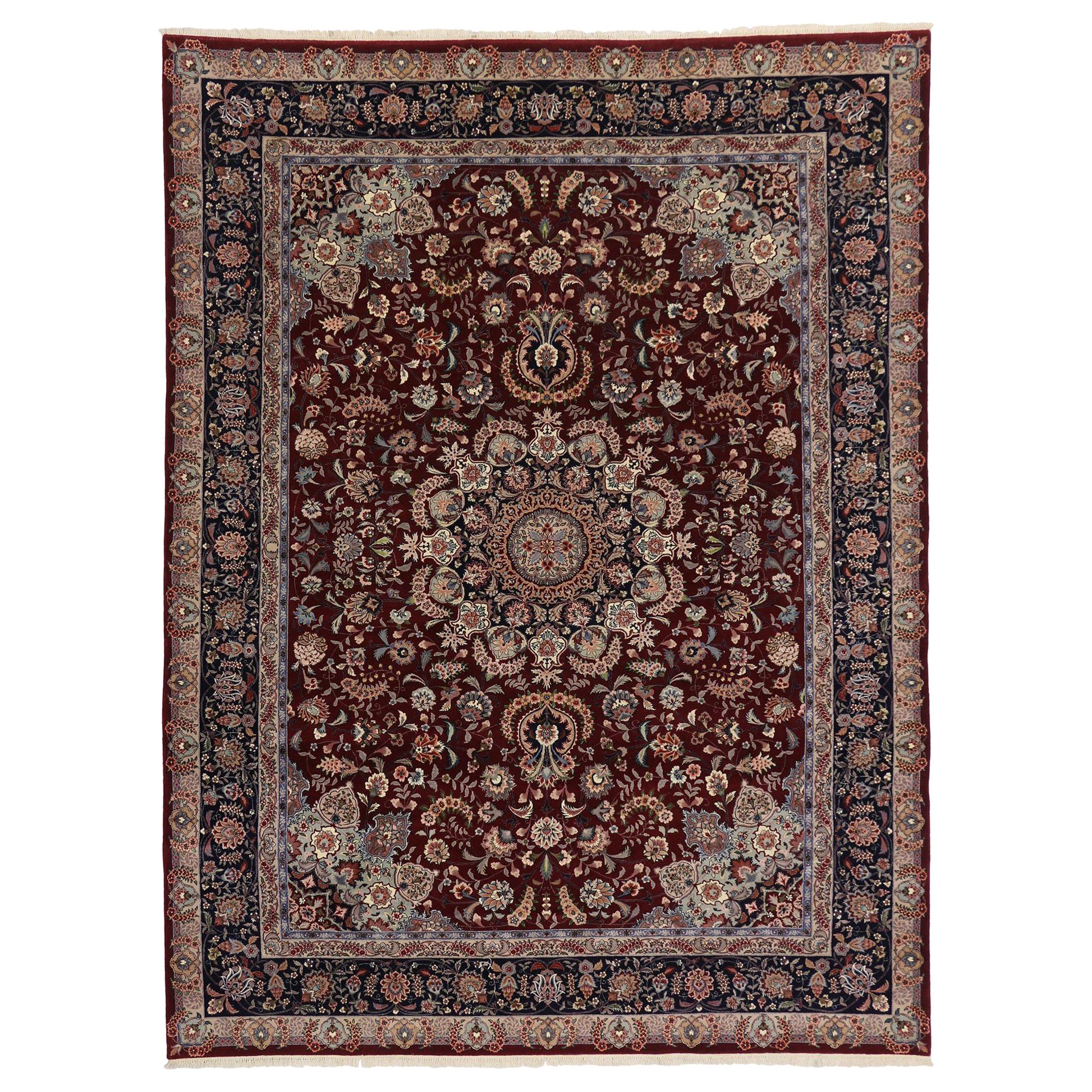 Vintage Persian Style Area Rug with Arabesque Baroque Regency Style For Sale