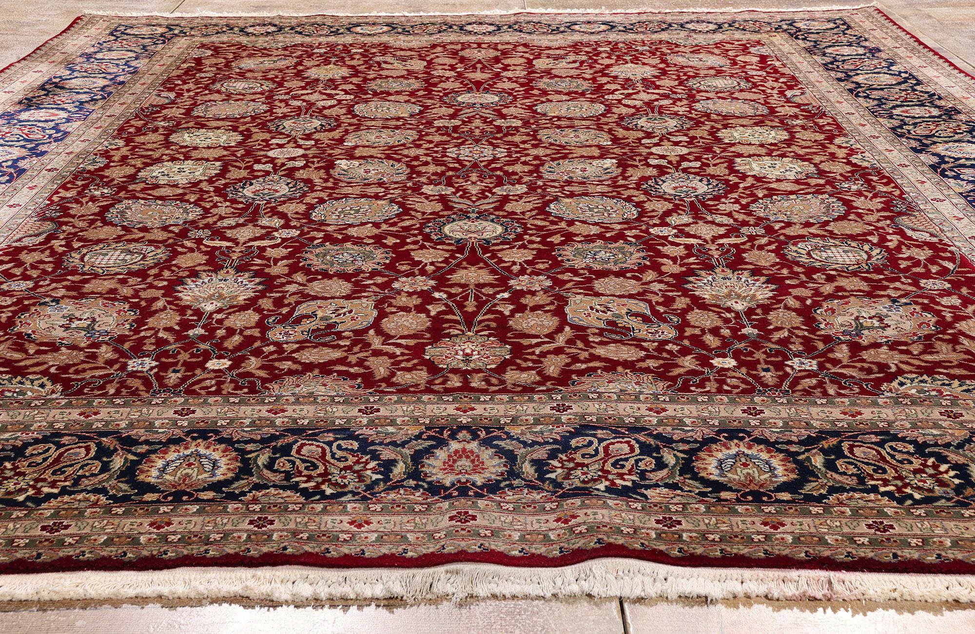 Tapis chinois persan vintage de conception Tabriz de style colonial et fédéral Bon état - En vente à Dallas, TX