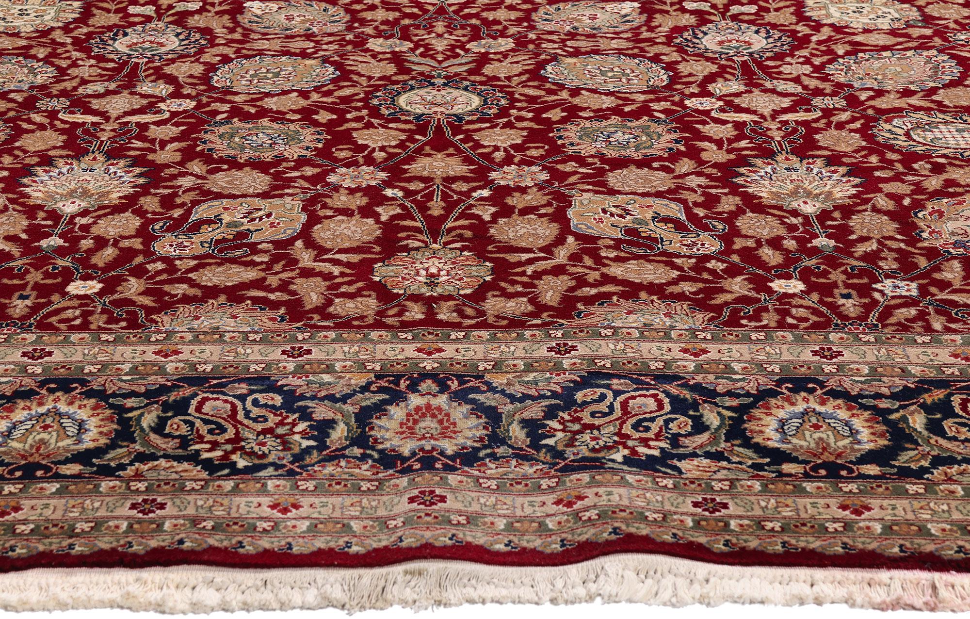 Laine Tapis chinois persan vintage de conception Tabriz de style colonial et fédéral en vente