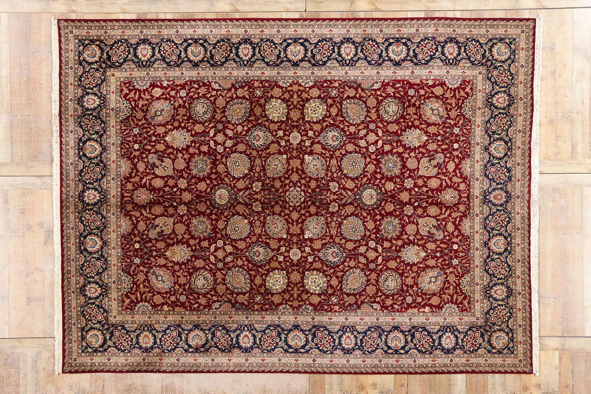 Tapis chinois persan vintage de conception Tabriz de style colonial et fédéral en vente 3