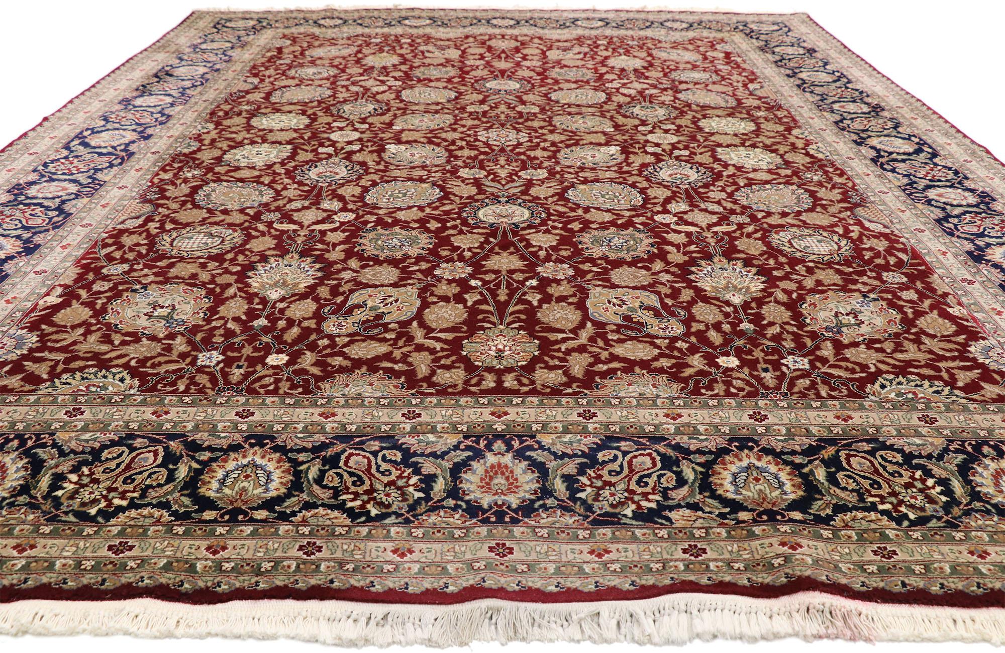 Hand-Knotted Vintage Chinese Persian Tabriz Design Rug with Colonial and Federal Style For Sale