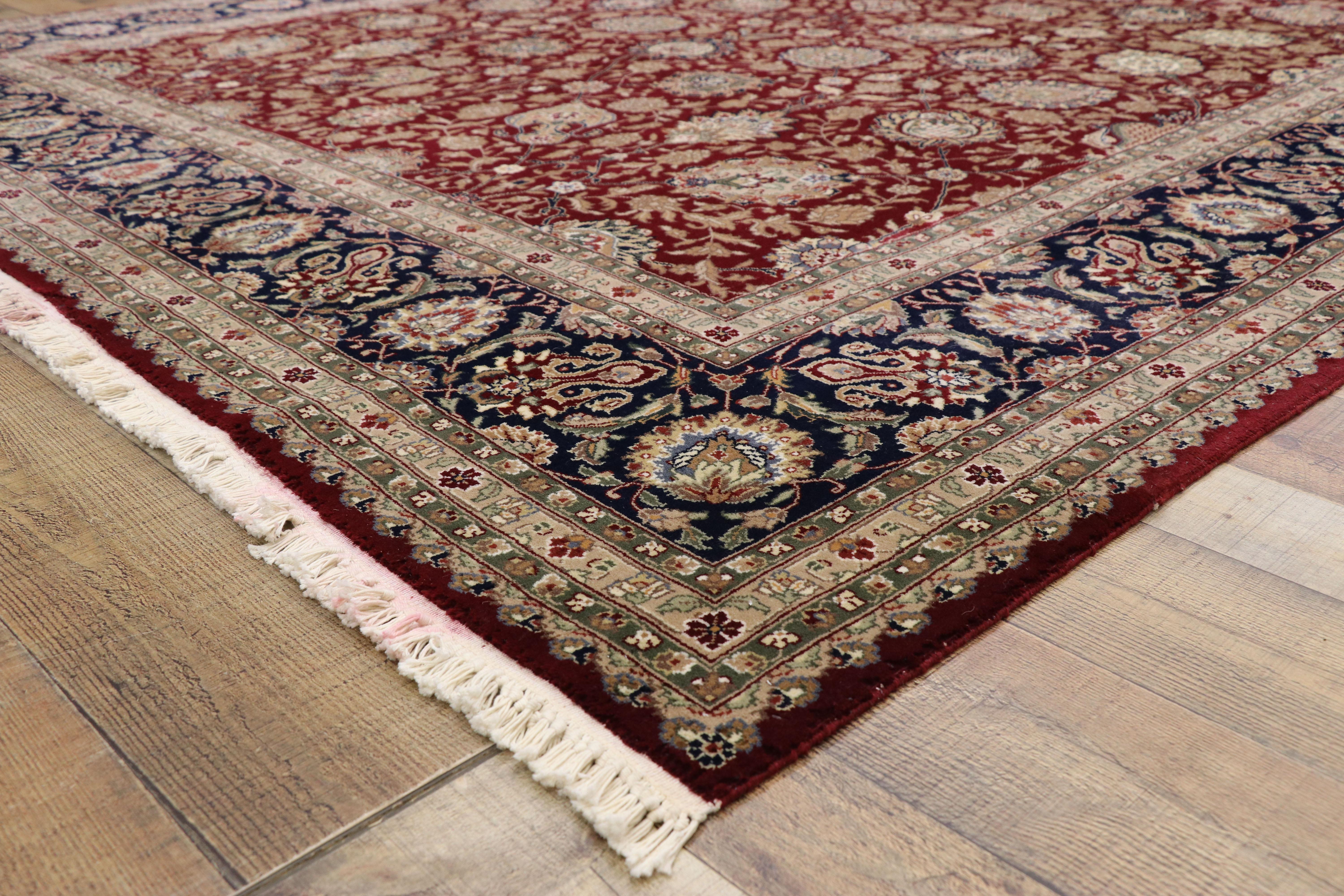 Wool Vintage Chinese Persian Tabriz Design Rug with Colonial and Federal Style For Sale