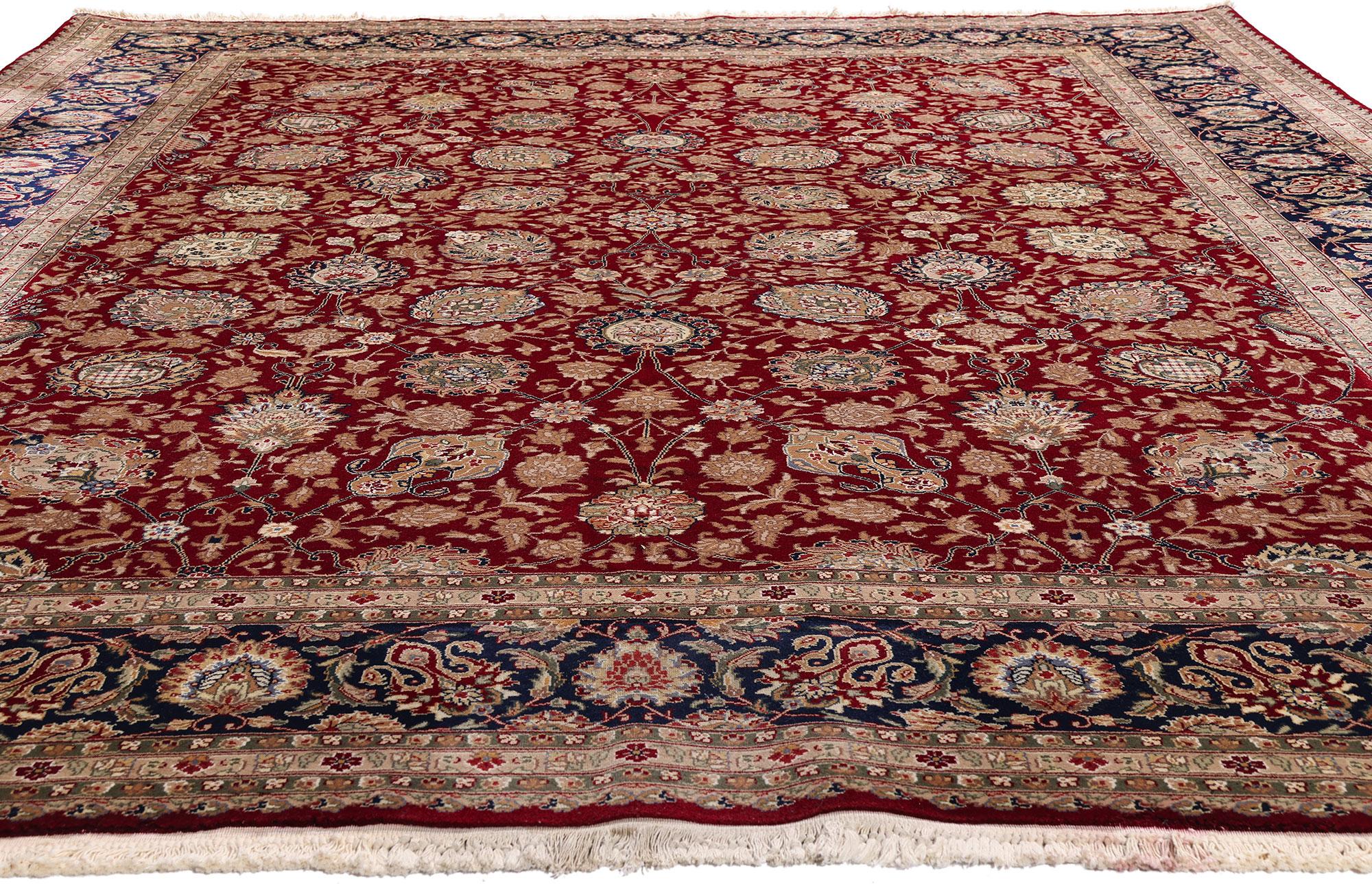 Noué à la main Tapis chinois persan vintage de conception Tabriz de style colonial et fédéral en vente