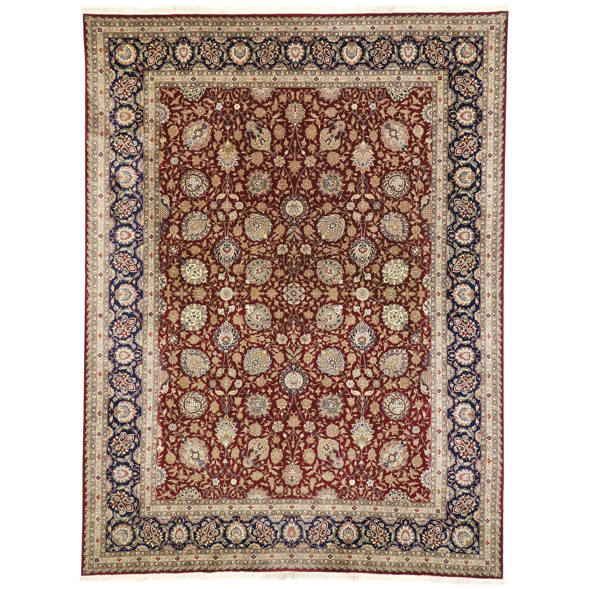 Tapis chinois persan vintage de conception Tabriz de style colonial et fédéral