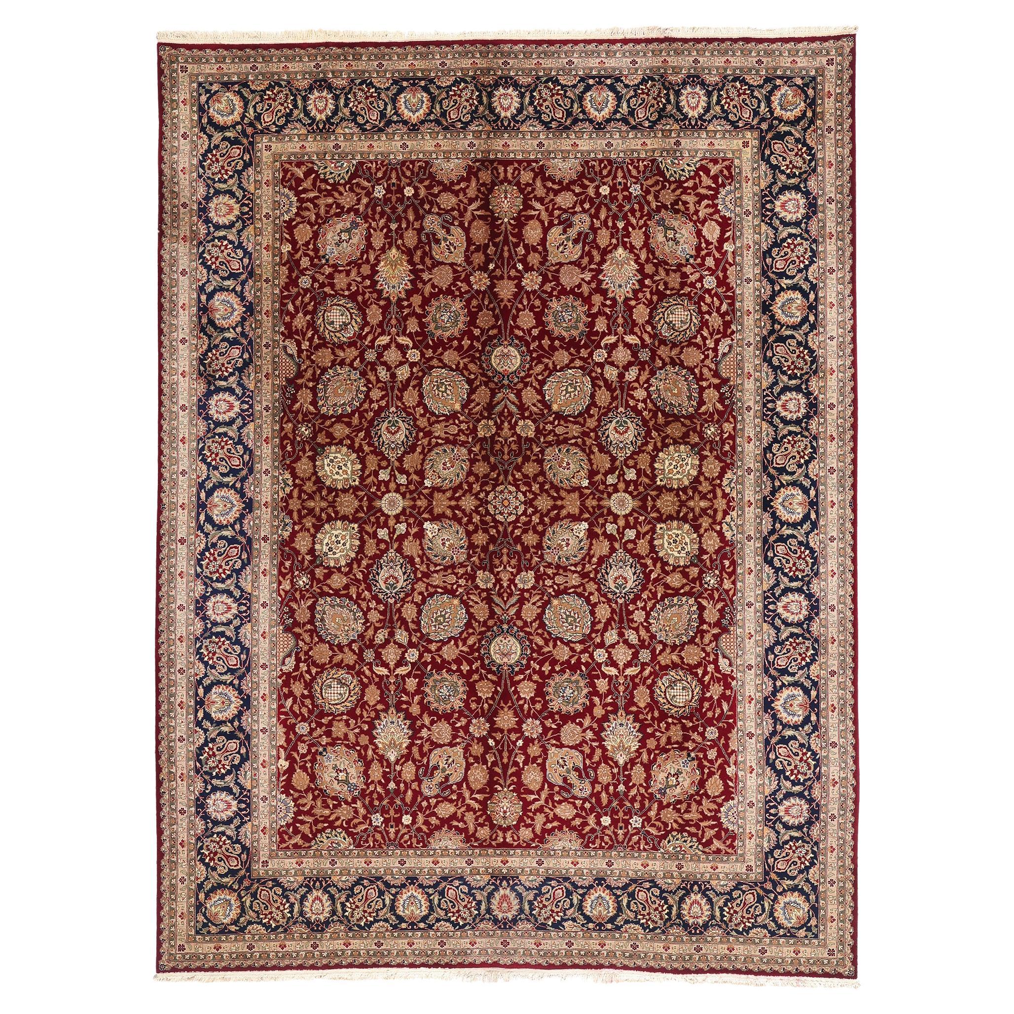 Tapis chinois persan vintage de conception Tabriz de style colonial et fédéral