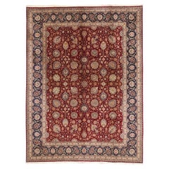 Tapis chinois persan vintage de conception Tabriz de style colonial et fédéral