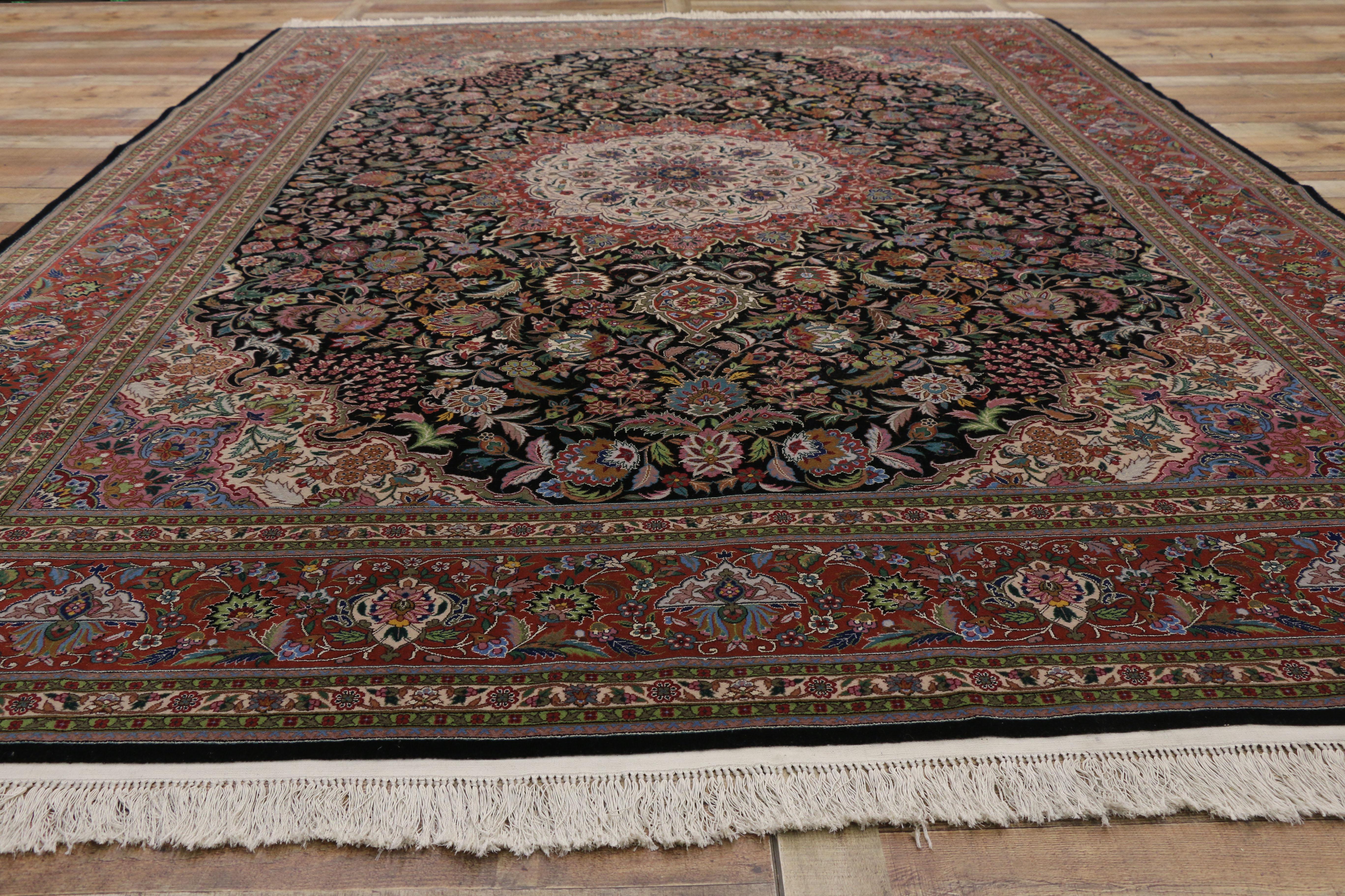 20th Century Vintage Chinese Persian Tabriz Design Rug with Victorian Baroque Style For Sale