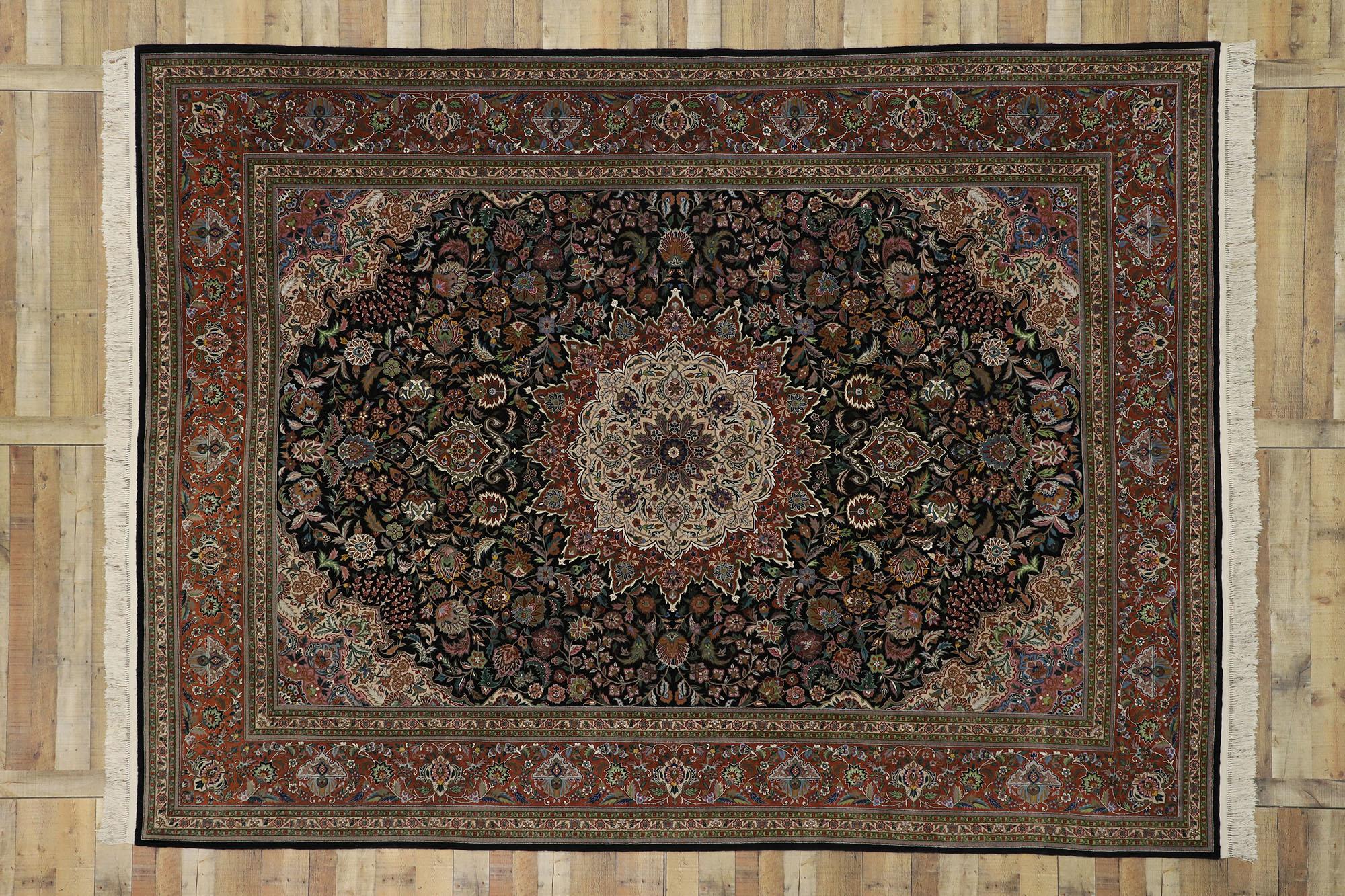 Wool Vintage Chinese Persian Tabriz Design Rug with Victorian Baroque Style For Sale