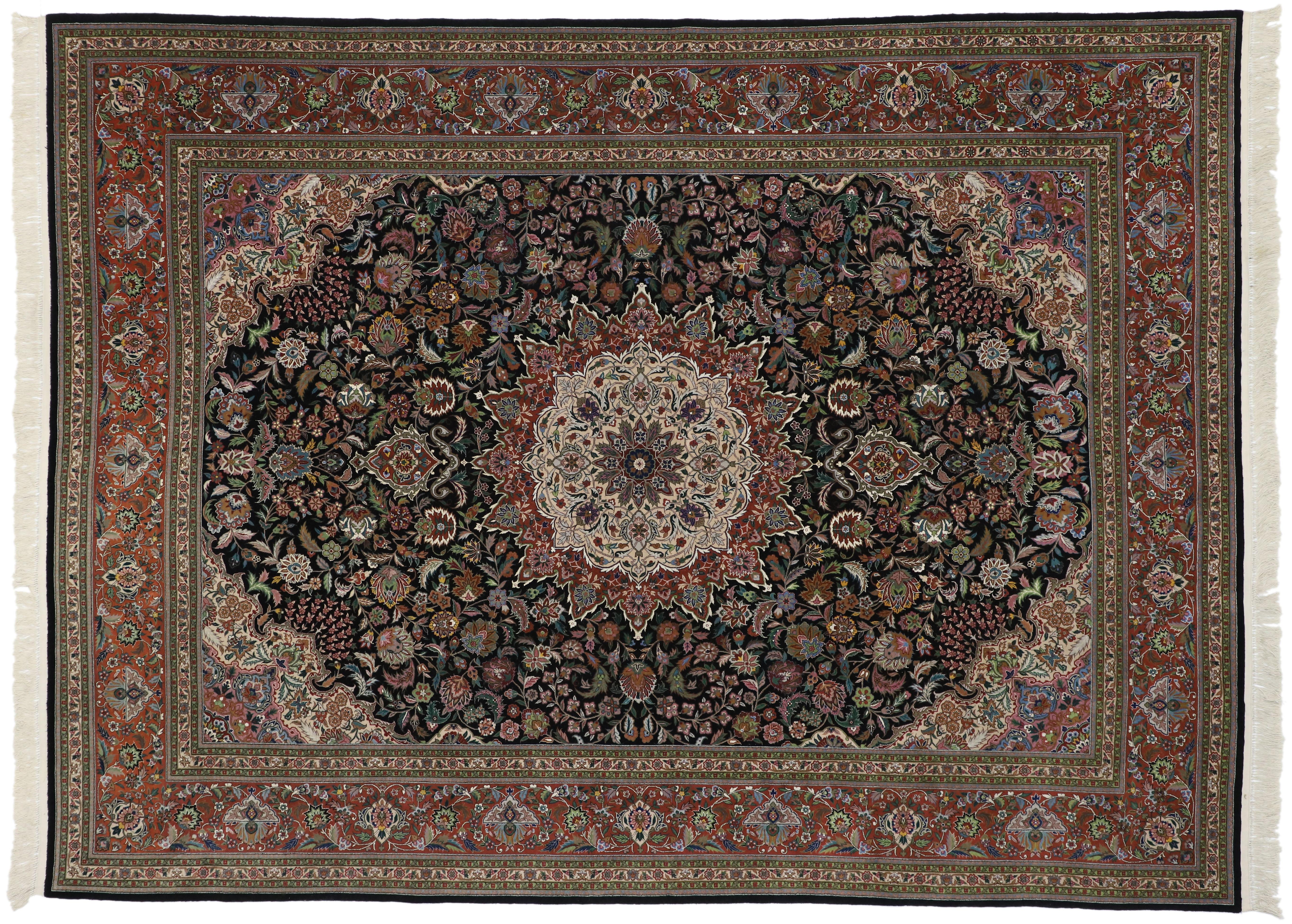 Vintage Chinese Persian Tabriz Design Rug with Victorian Baroque Style For Sale 1