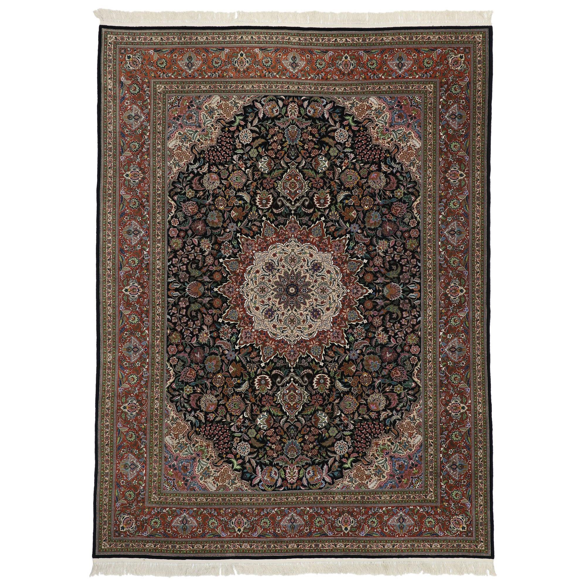 Vintage Chinese Persian Tabriz Design Rug with Victorian Baroque Style