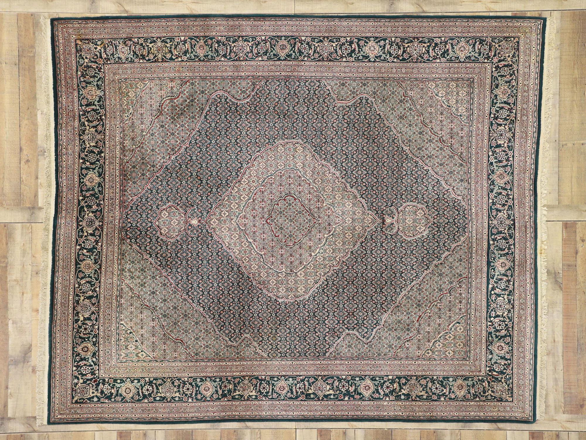 Hand-Knotted Vintage Chinese Persian Tabriz Rug with Mahi Fish Design and Old World Style For Sale