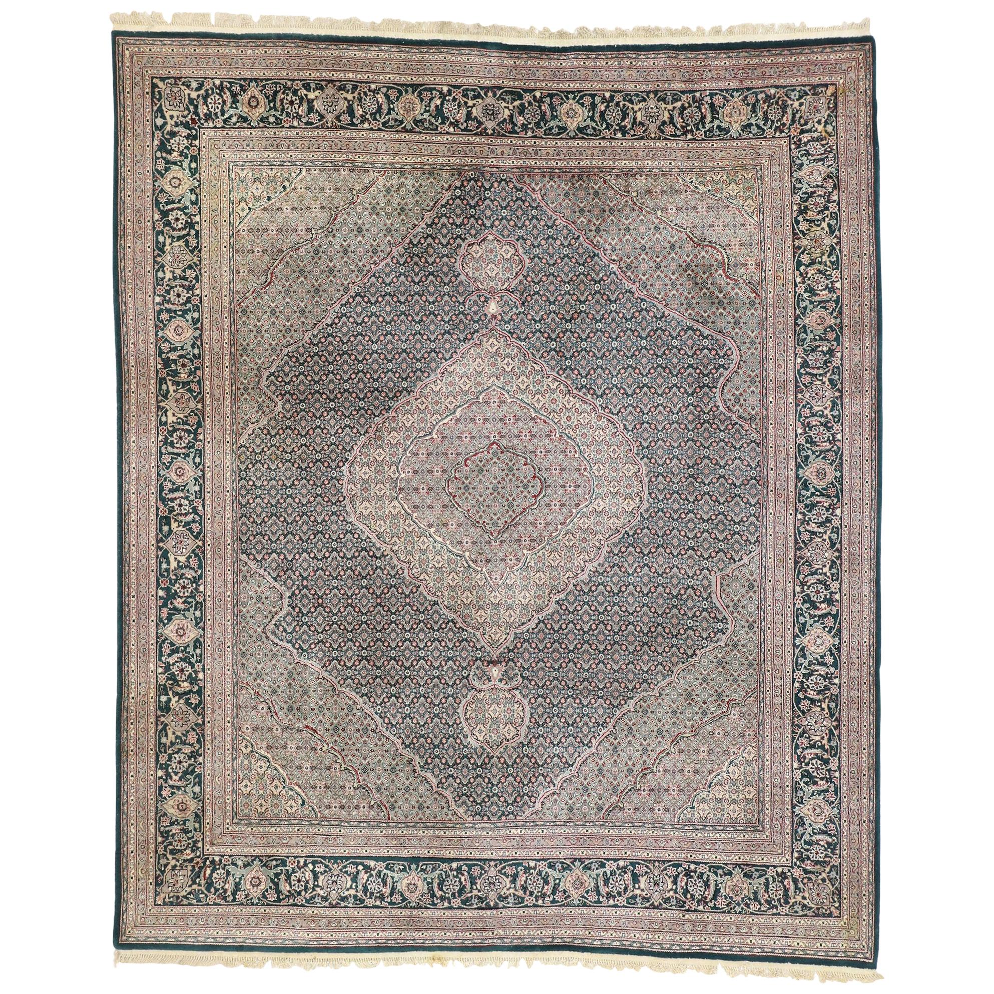 Vintage Chinese Persian Tabriz Rug with Mahi Fish Design and Old World Style