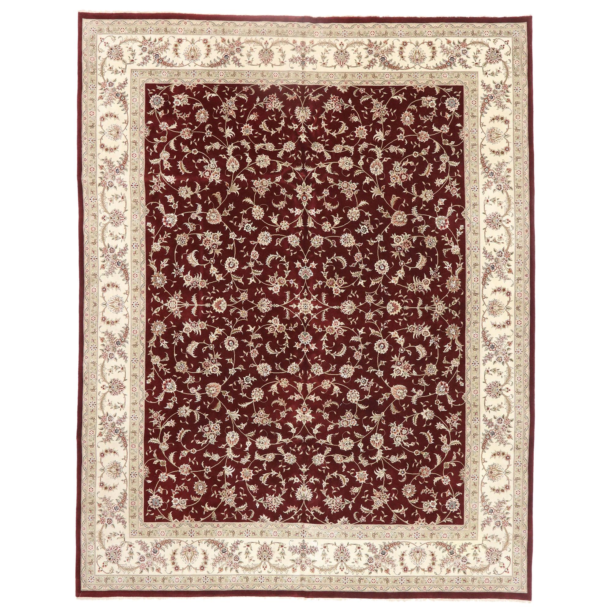 Vintage Chinese Persian Tabriz Traditional Style Rug For Sale