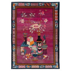 Alfombra Vintage China Pictórica Art Decó Tamaño Habitación