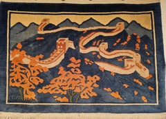 Vintage Chinese Pictorial Rug in Panoramic Great Wall of China Scene
