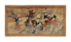 Vintage Chinese Pictorial Runner Eight Immortals Design in Pastels - Rug & kilim