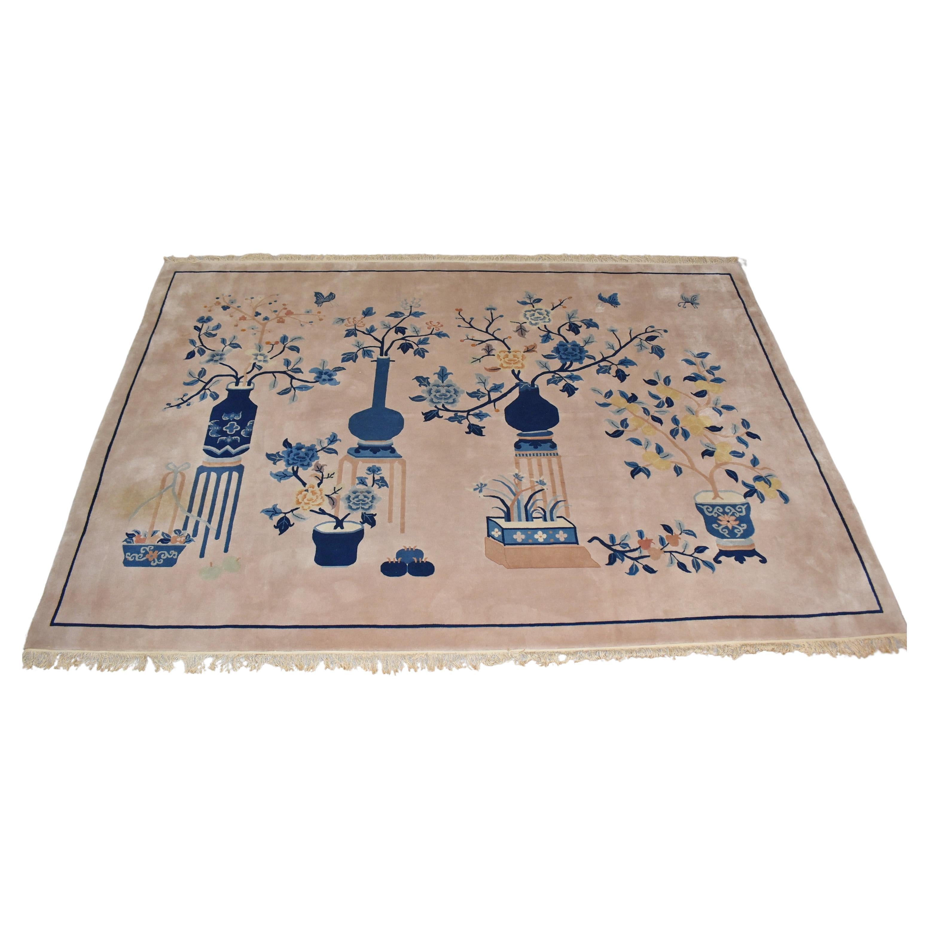 Vintage Chinese Pictorial Wool Rug For Sale