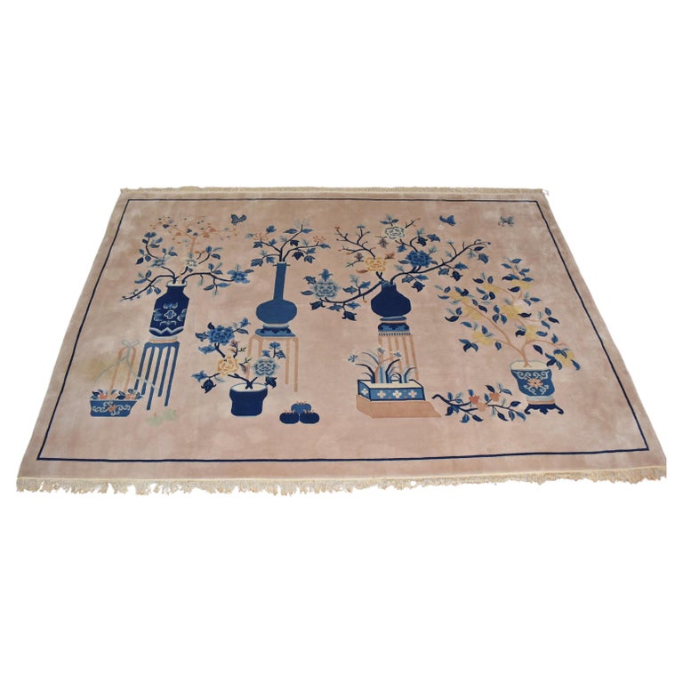 Vintage Chinese Pictorial Wool Rug For Sale at 1stDibs