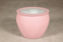 Vintage Chinese Pink Crackle Glazed Ceramic Planter, Medium Size