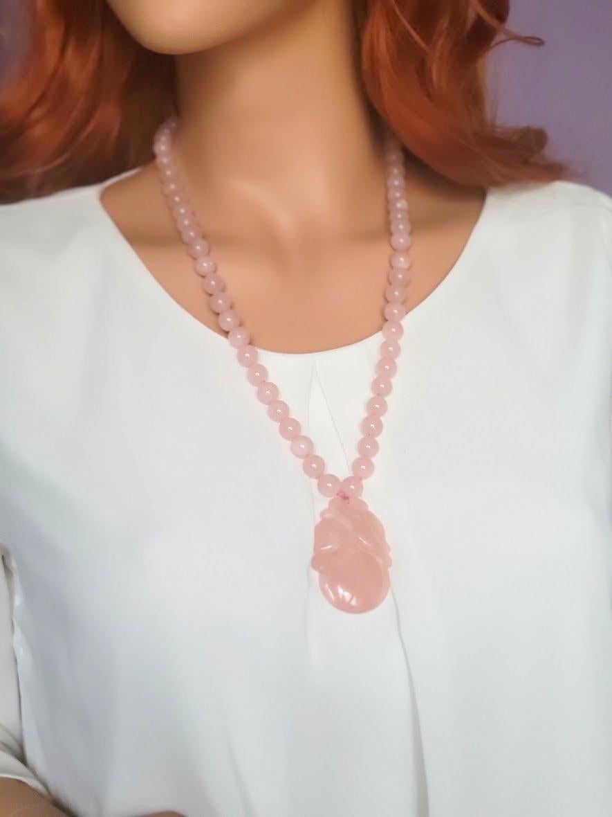 vintage rose quartz necklace