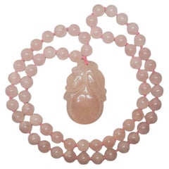 Collier chinois vintage en quartz rose