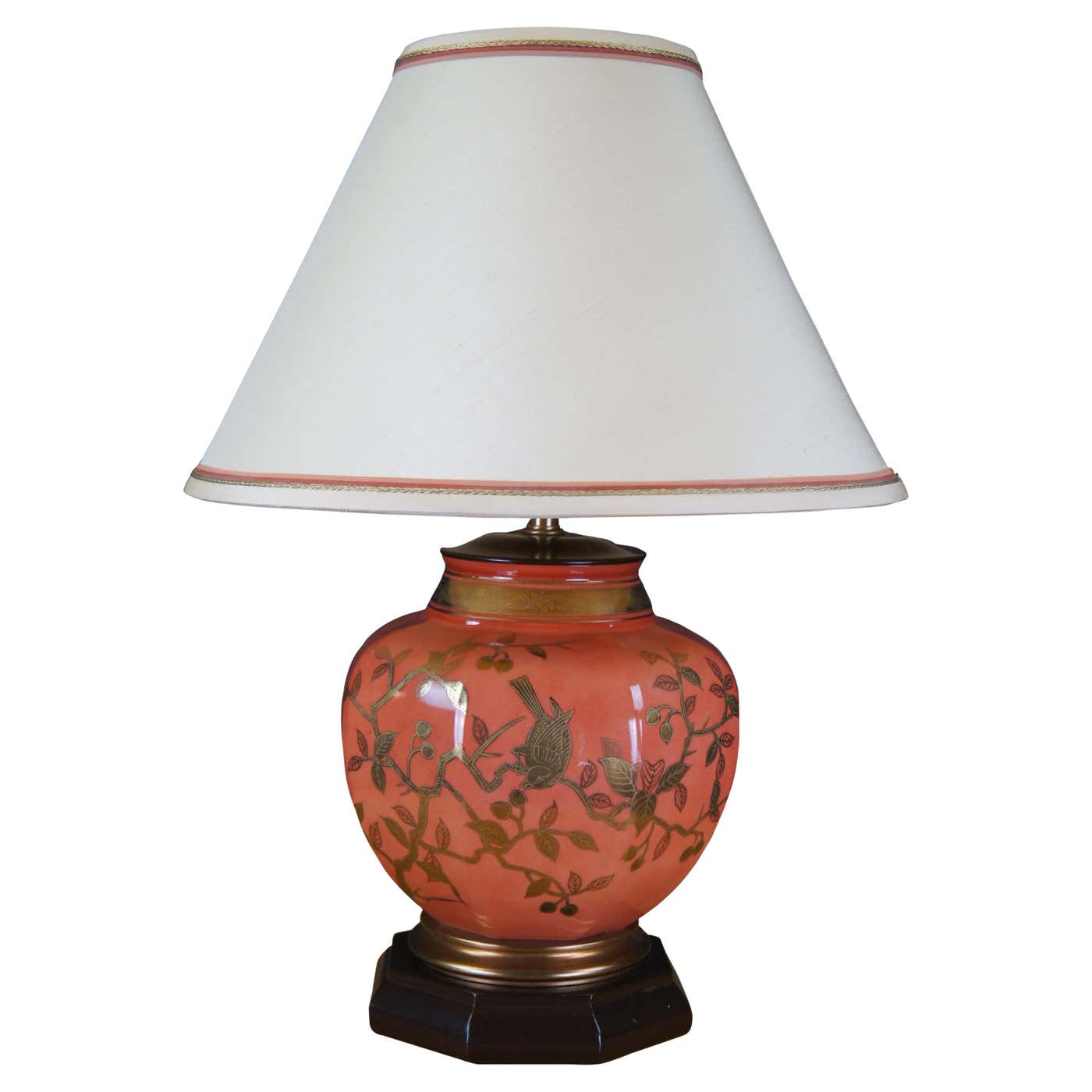 Vintage Chinese Polychrome Porcelain Ginger Jar Table Lamp Chinoiserie ...