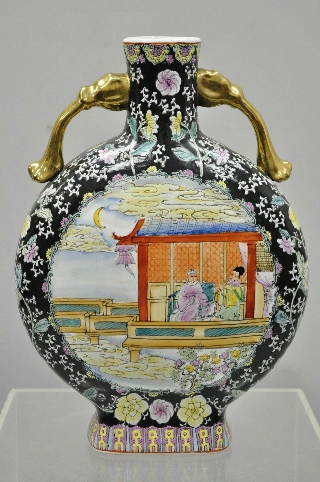 Vaso di fiori in porcellana cinese d'epoca a doppio manico, grande 19