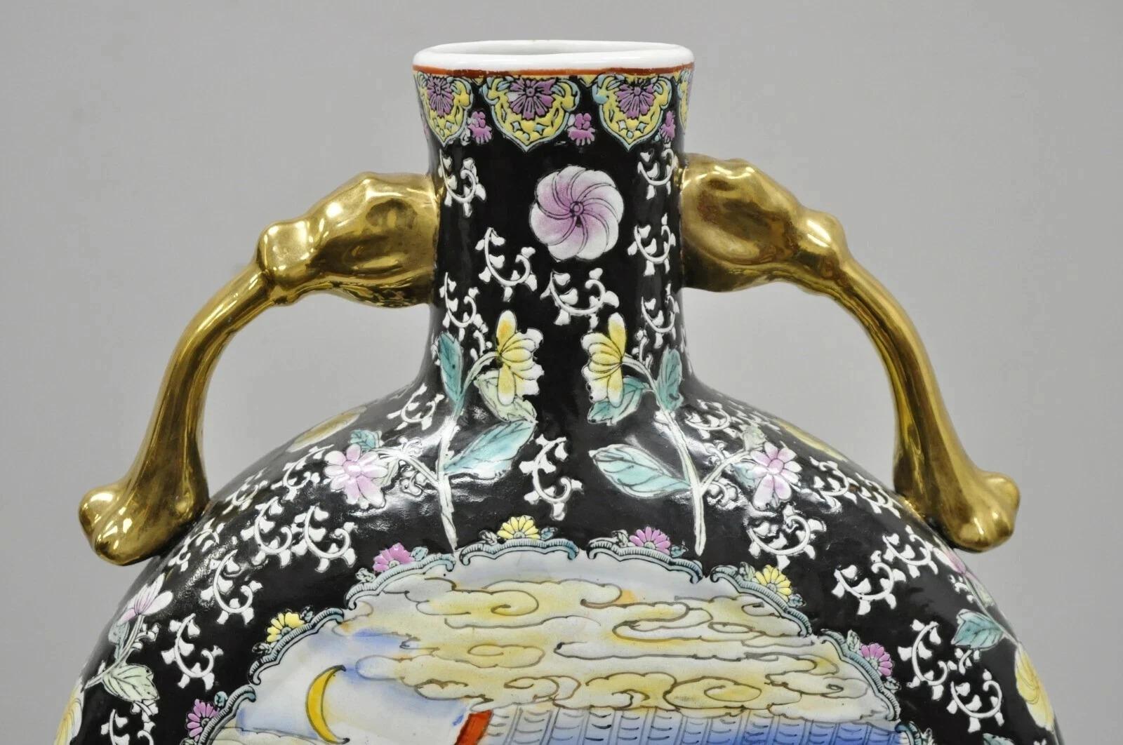 Sconosciuto Vaso di fiori in porcellana cinese d'epoca a doppio manico, grande 19