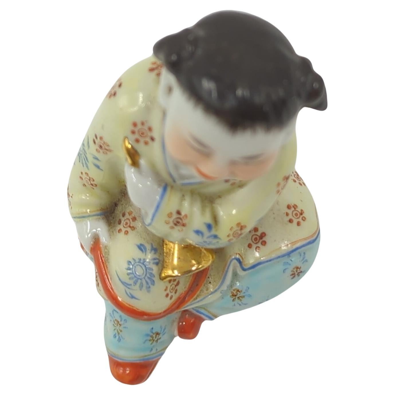 Vintage Chinese Fencai Porcelain Figure Playful Sitting Child/Boy c.1926 ROC For Sale 1