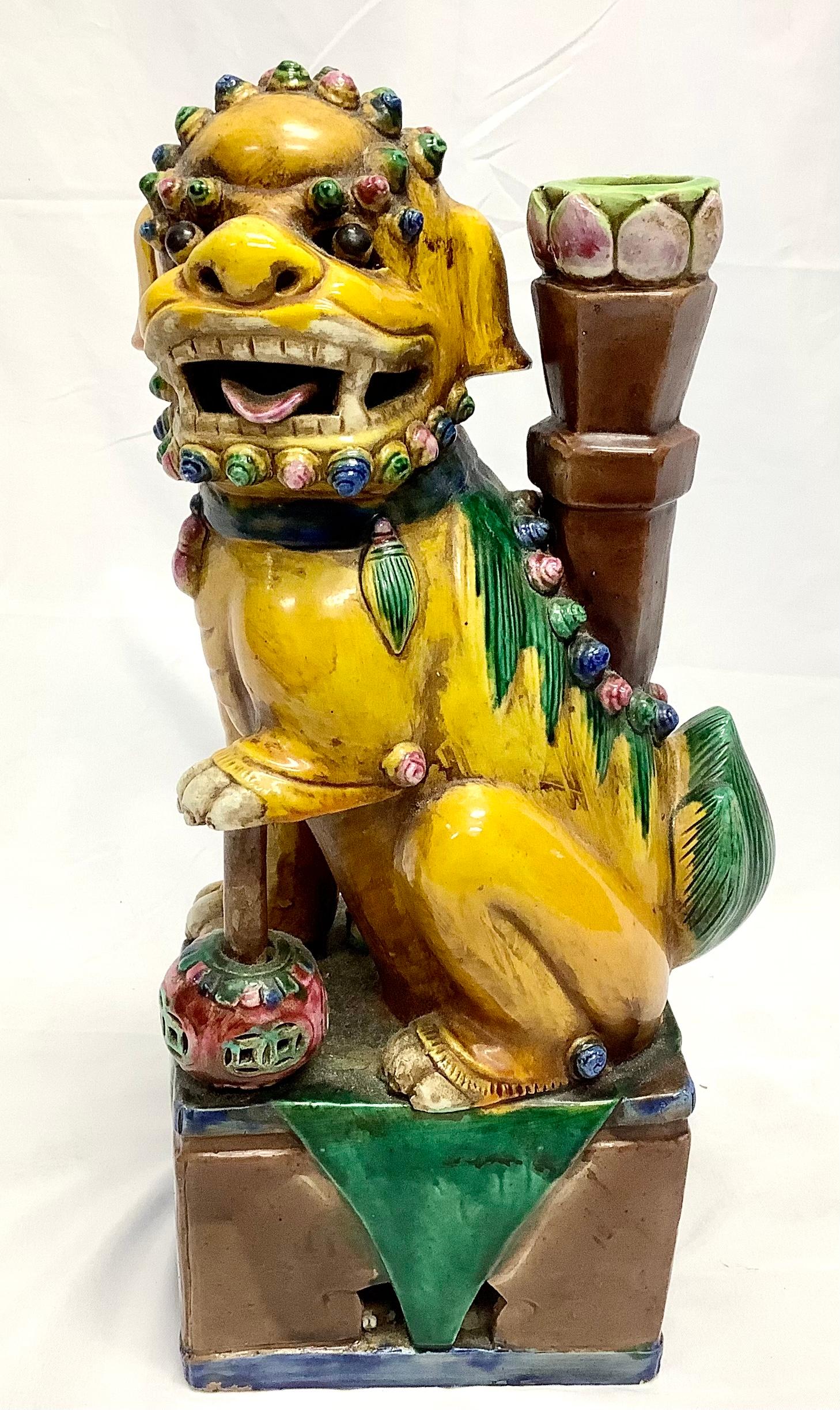 Vintage Chinese Porcelain Foo Dogs, Set of Two For Sale at 1stDibs