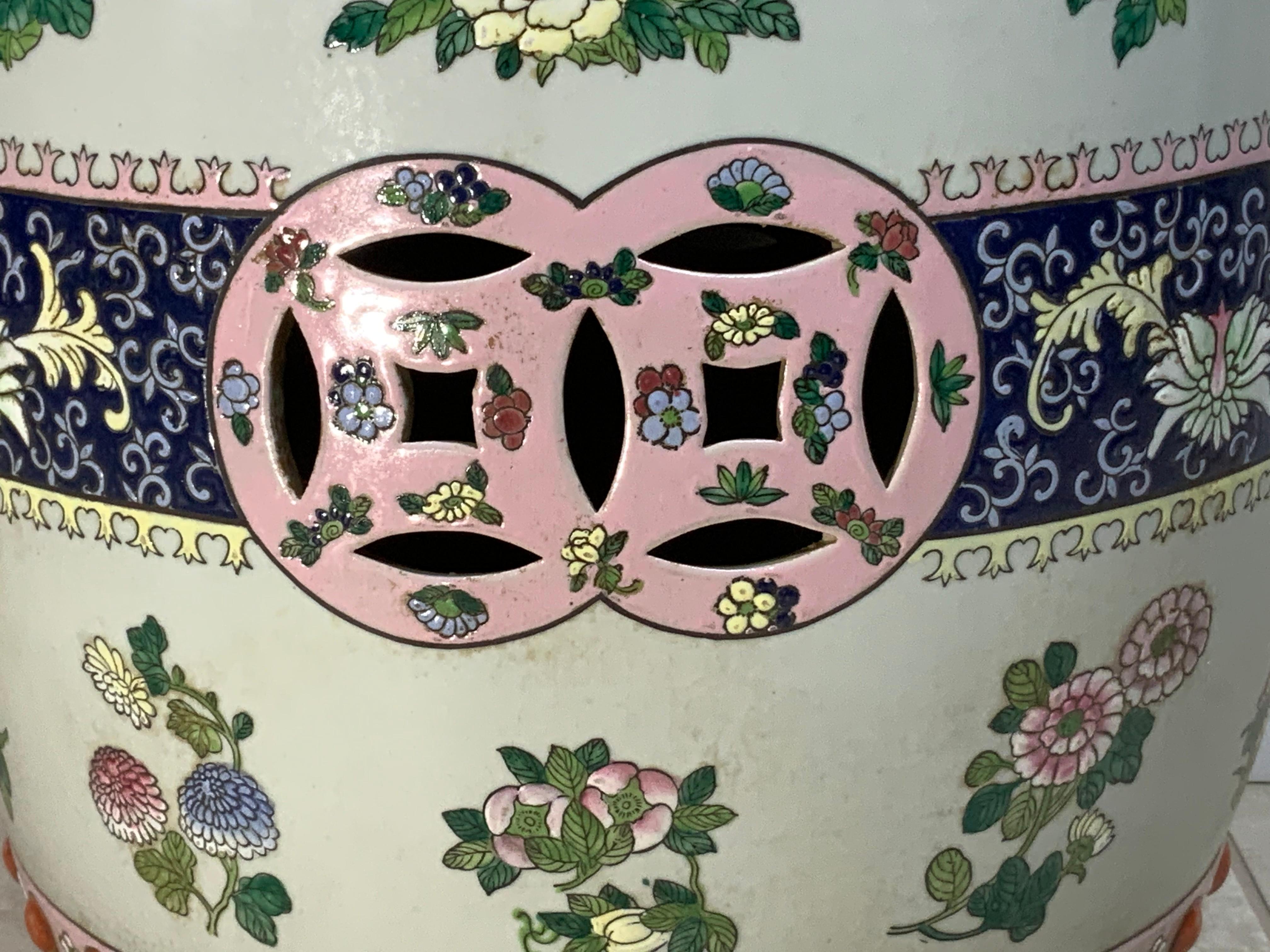 Vintage Hand Painted Chinese Porcelain Garden Seat 5