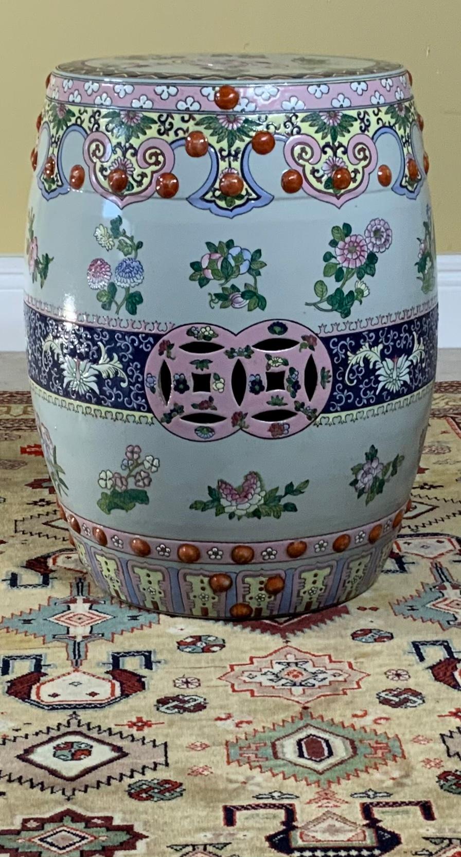 Vintage Hand Painted Chinese Porcelain Garden Seat 8