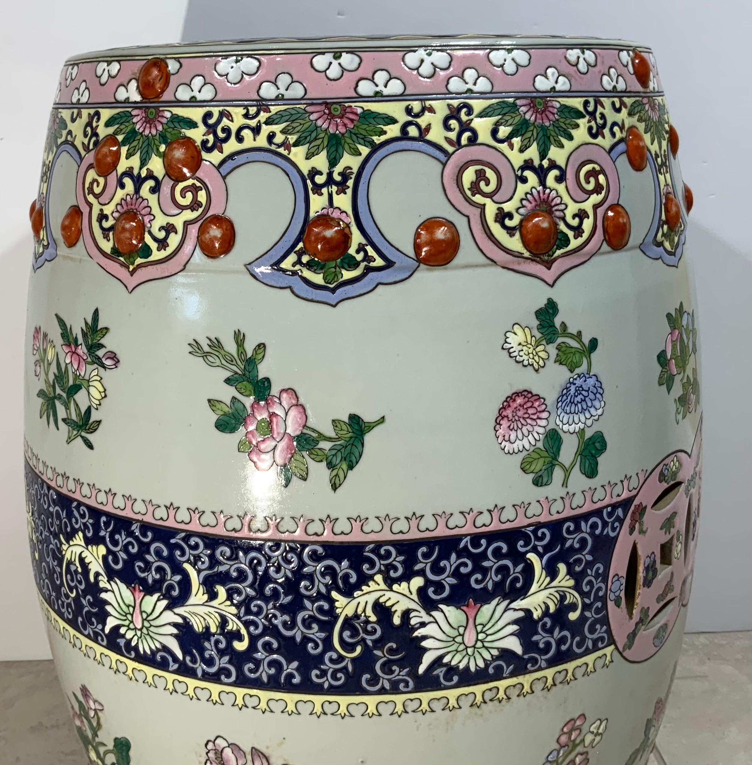 Ceramic Vintage Hand Painted Chinese Porcelain Garden Seat