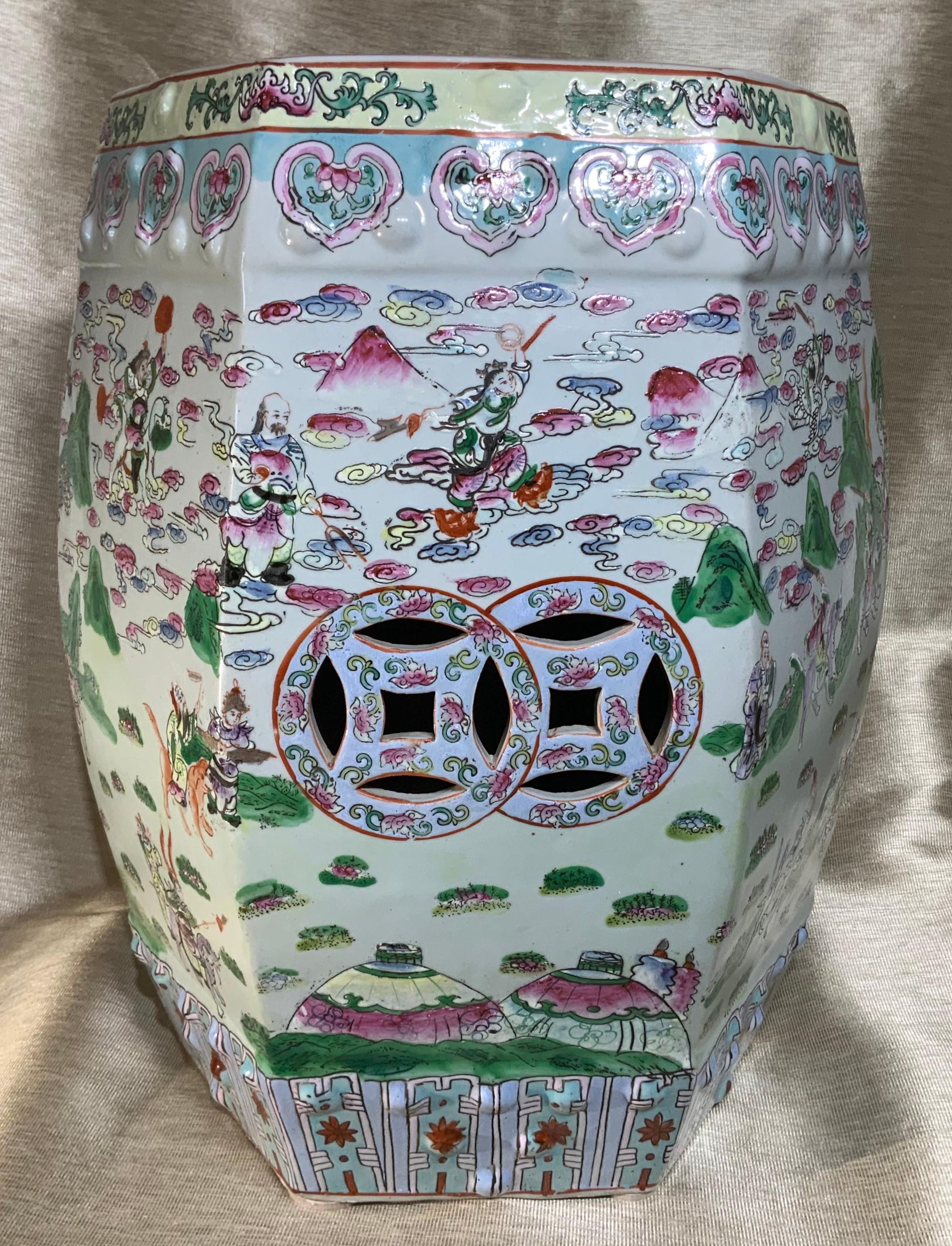 Hand-Painted Vintage Chinese Porcelain Garden Stool