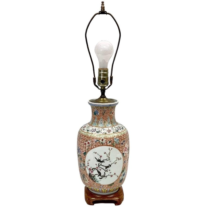 Vintage Chinese Porcelain Ginger Jar Table Lamp 4