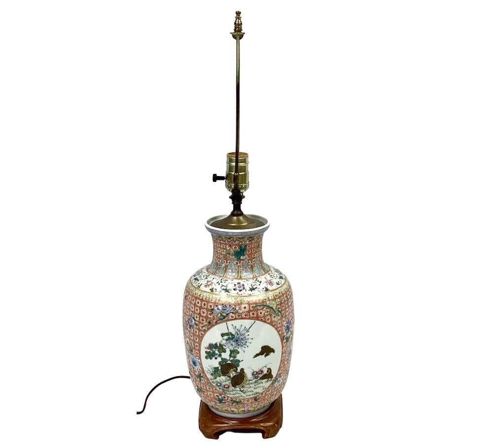 Chinese Export Vintage Chinese Porcelain Ginger Jar Table Lamp