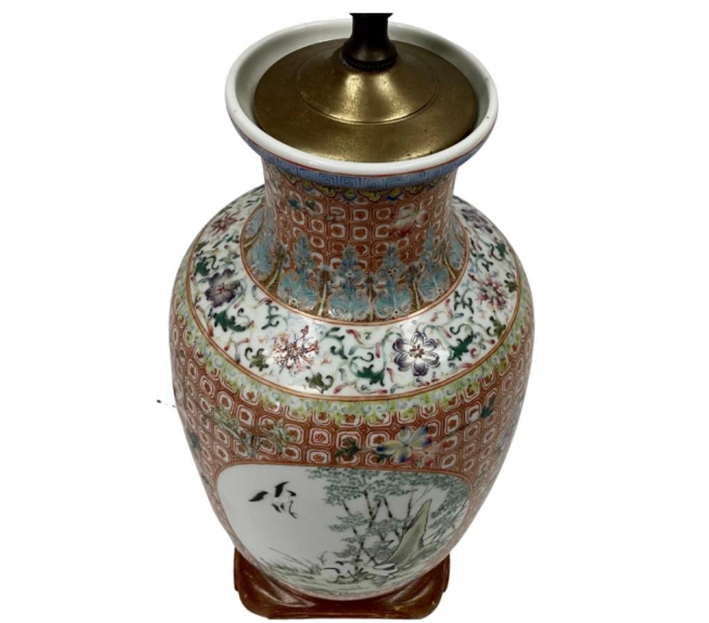 Vintage Chinese Porcelain Ginger Jar Table Lamp 3