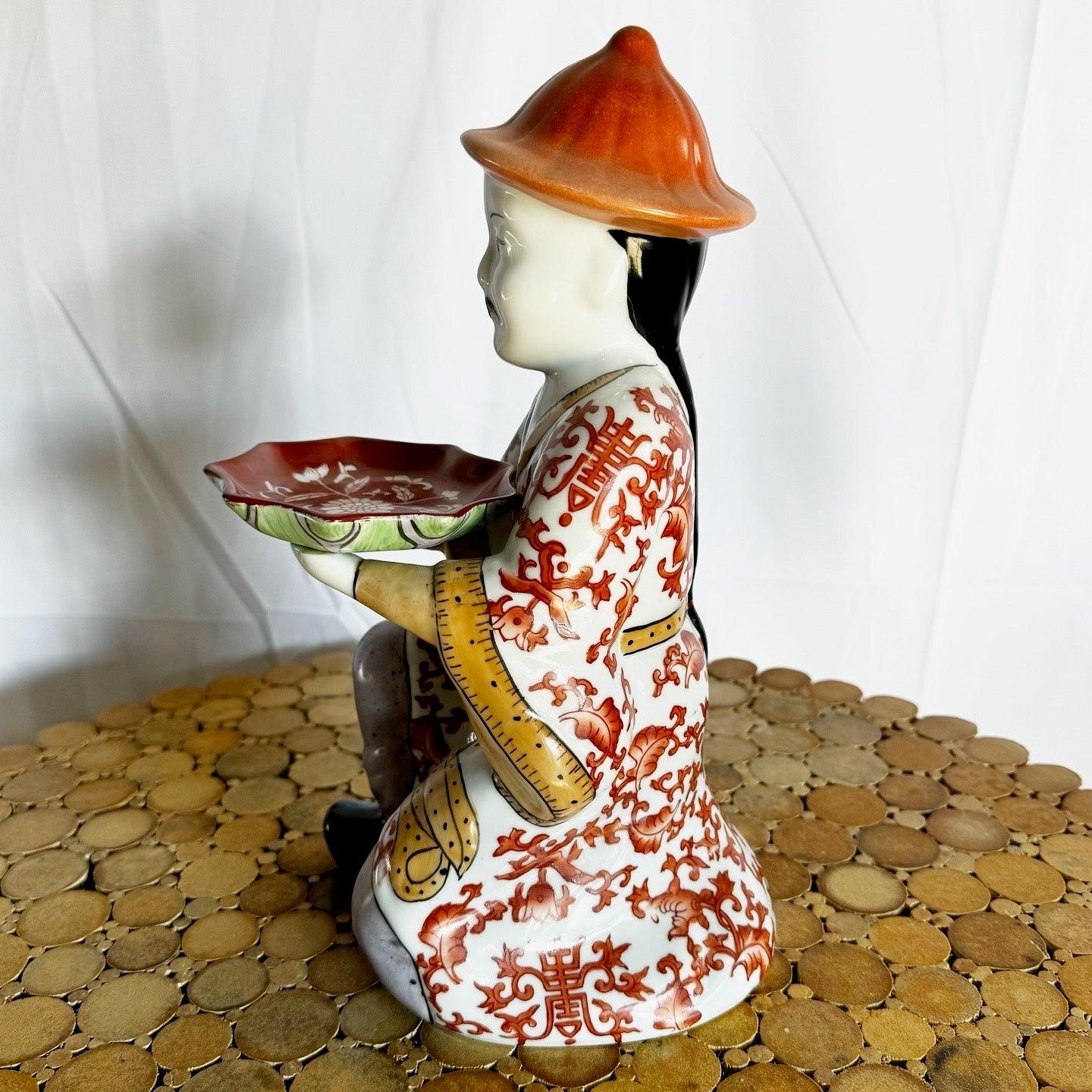 Vintage Chinese Porcelain Imperial Servant Sculptures - Set of 2 For Sale 6