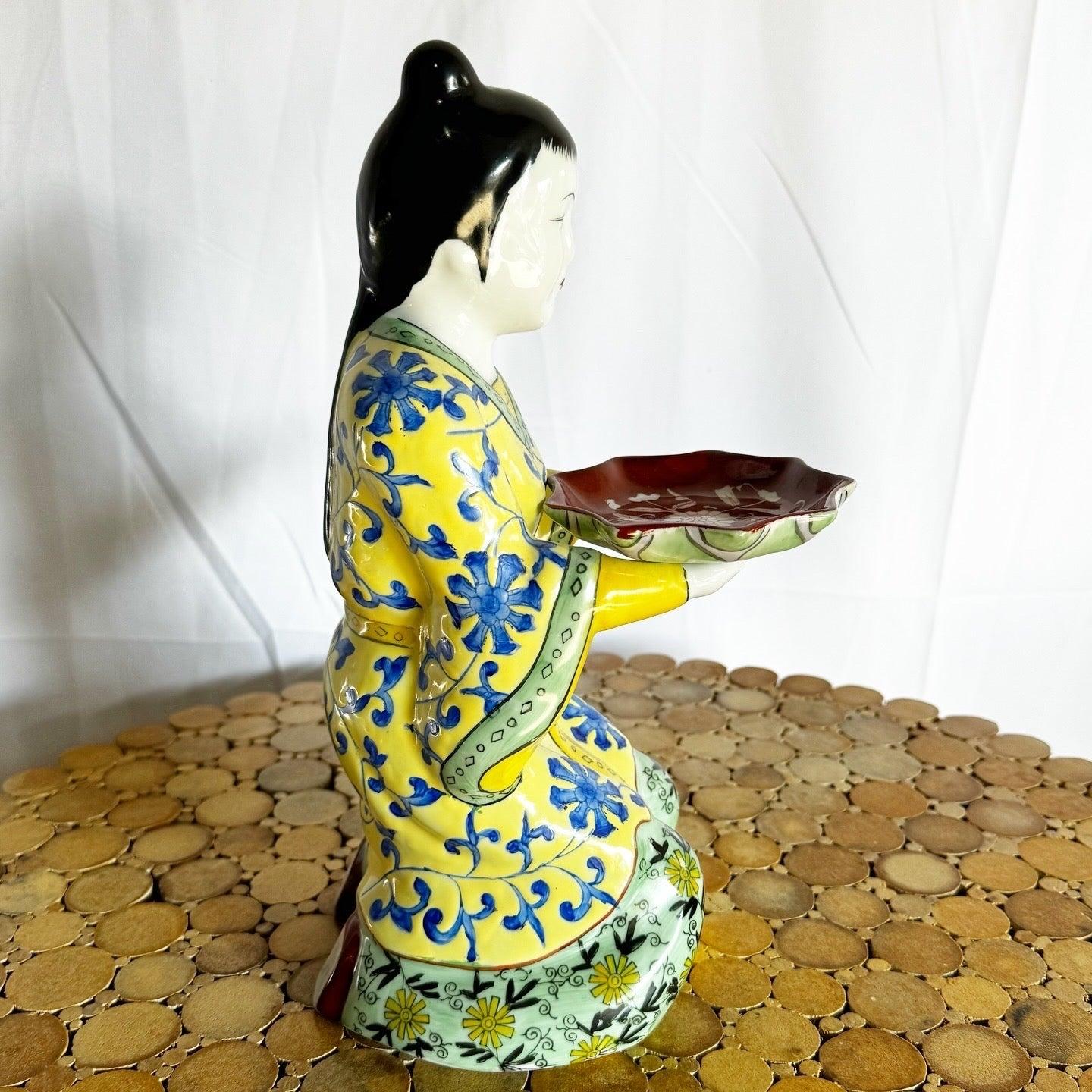 Vintage Chinese Porcelain Imperial Servant Sculptures - Set of 2 For Sale 4