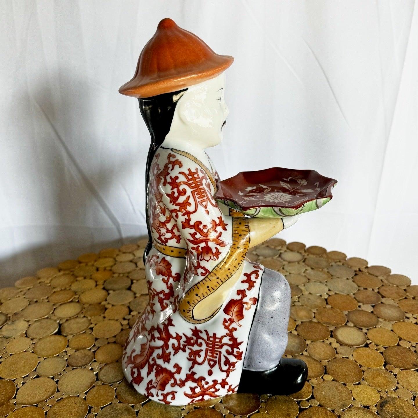 Vintage Chinese Porcelain Imperial Servant Sculptures - Set of 2 For Sale 5